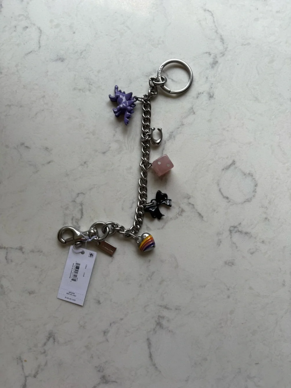 Coach Charm Keyring with Colorful Charms Bag Charm Chain